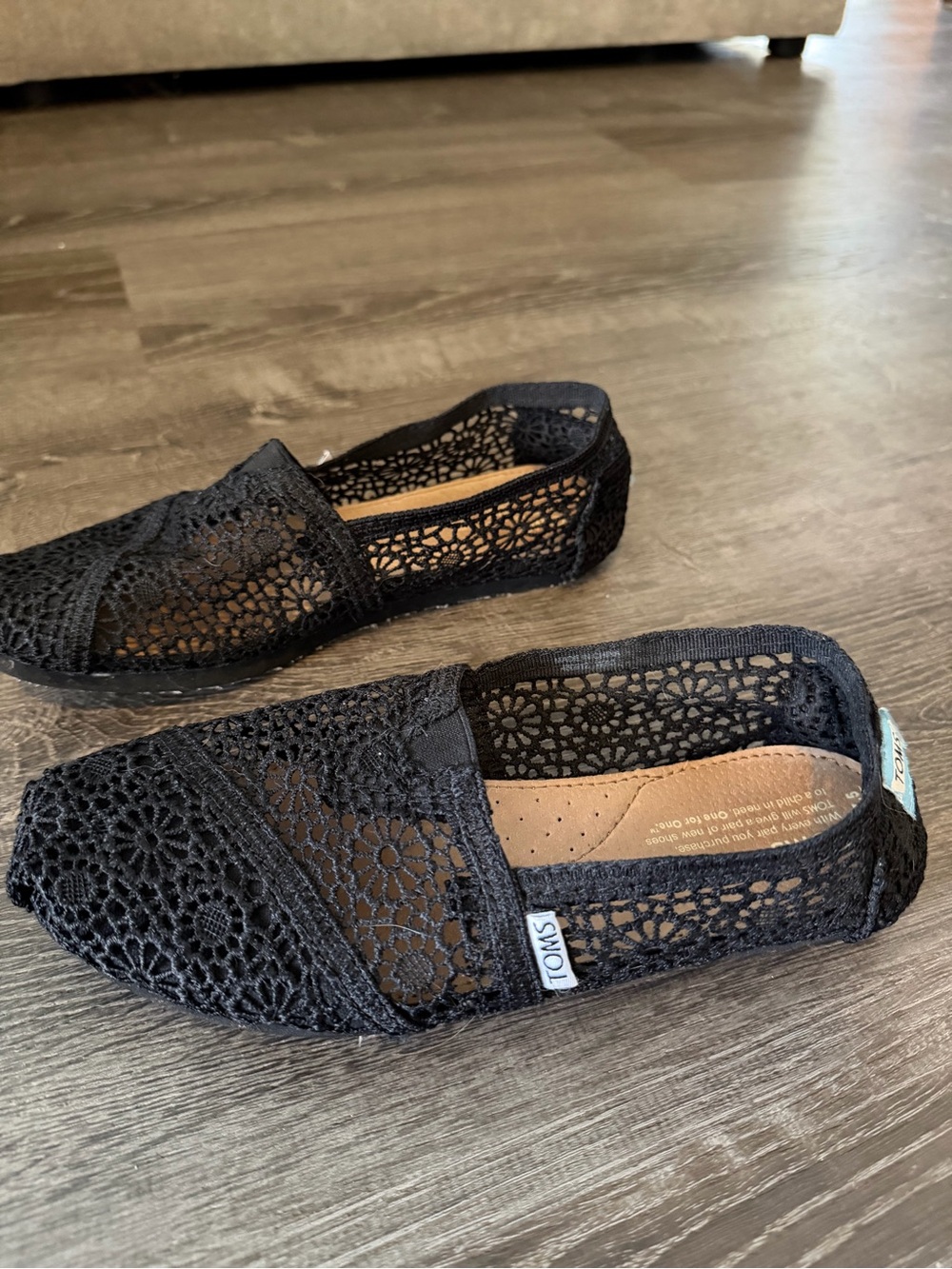 Toms Women's Black Crochet Slip-On Espadrilles